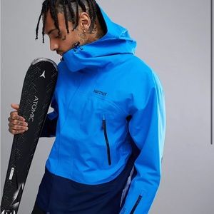 Marmot Bright Blue and Navy Hooded Ski Jacket
